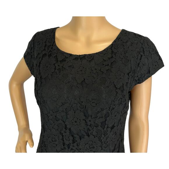 J. Crew Lace Overlay Dress Black Short Sleeve 22156 Size 8 - Picture 7 of 11
